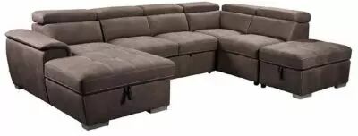 Grand Angle convertible gigogne Meridienne+ 2 place + angle+  pouf coffre� CAPRI U M2ap� Tissu double polyester NABBUCO ELEPHANT
