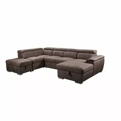 Grand Angle convertible gigogne Meridienne+ 2 place + angle+  pouf coffre� CAPRI U M2ap� Tissu double polyester NABBUCO ELEPHANT