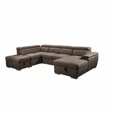 Grand Angle convertible gigogne Meridienne+ 2 place + angle+  pouf coffre� CAPRI U M2ap� Tissu double polyester NABBUCO ELEPHANT
