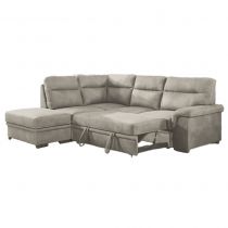 HILARY XL, Canapé d\'angle convertible Gigogne 2 places + angle +  pouf coffre, angle gauche en Nubuck