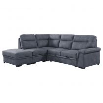 HILARY XL, Canapé d\'angle convertible Gigogne 2 places + angle +  pouf coffre, angle gauche en Nubuck