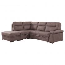 HILARY XL, Canapé d\'angle convertible Gigogne 2 places + angle +  pouf coffre, angle gauche en Nubuck