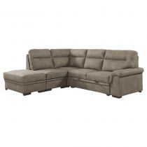HILARY XL, Canapé d\'angle convertible Gigogne 2 places + angle +  pouf coffre, angle gauche en Nubuck
