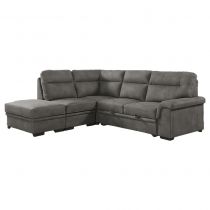 HILARY XL, Canapé d\'angle convertible Gigogne 2 places + angle +  pouf coffre, angle gauche en Nubuck