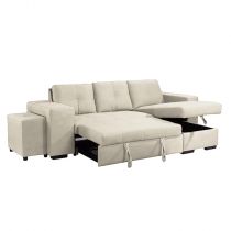 IBIZA, Canapé d\'angle reversible convertible Gigogne avec Chaise longue coffre et pouf