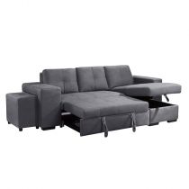 IBIZA, Canapé d\'angle reversible convertible Gigogne avec Chaise longue coffre et pouf