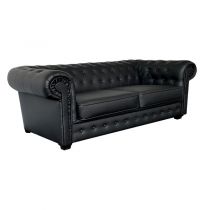 IMPERIAL, Canapé 3 places Chesterfield convertible Som\'toile en cuir régénéré