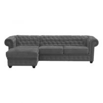 IMPERIAL, Canapé d\'angle convertible Som\'toile (non reversible) Chesterfield en cuir régénéré