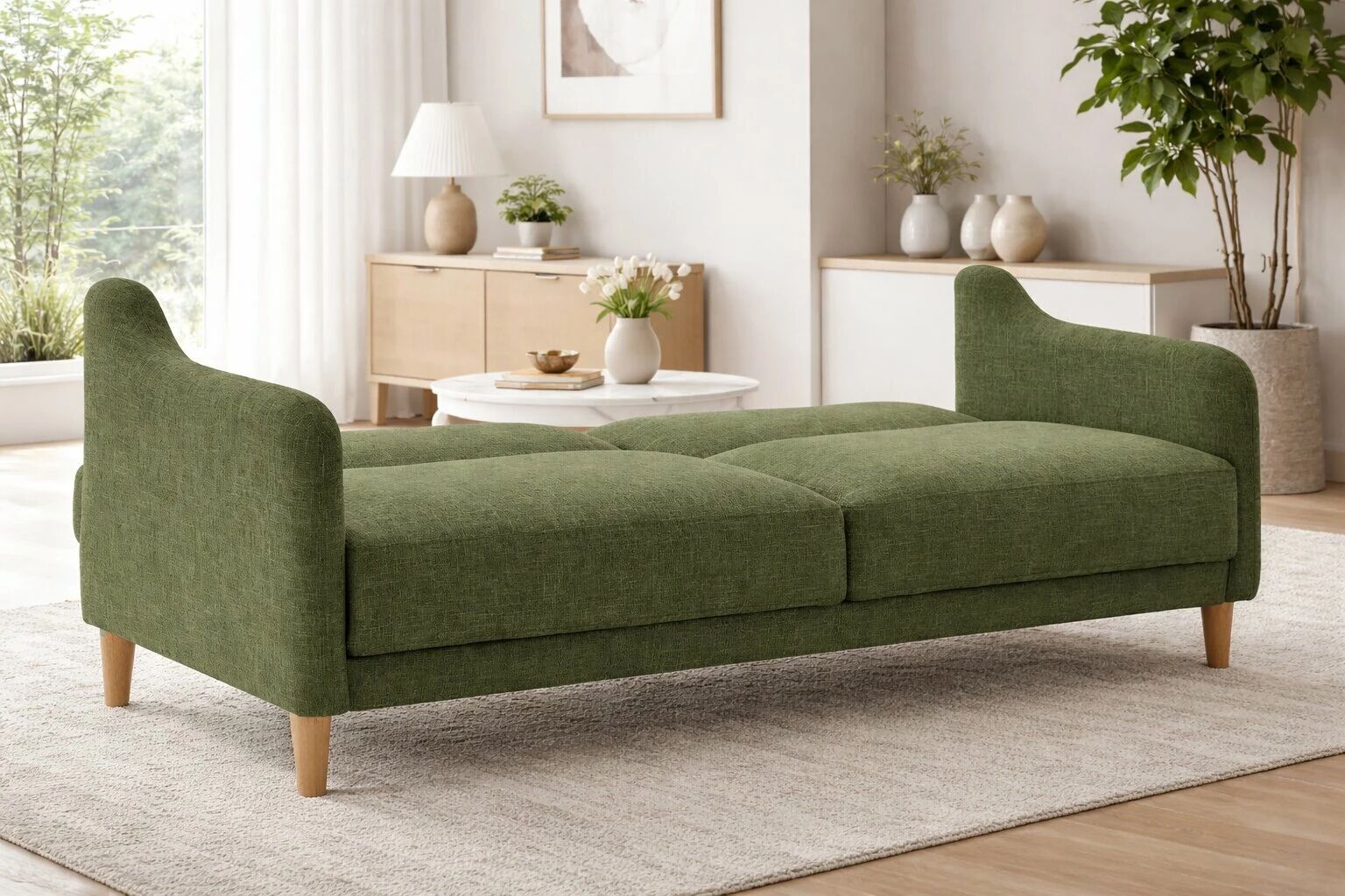 JULIE, canap&eacute; Clic-clac scandinave rev&ecirc;tement tissu ,JULIE -Clic Clac scandi- tissu BZ1166-22 Bleu acier 196*91/113*81cm