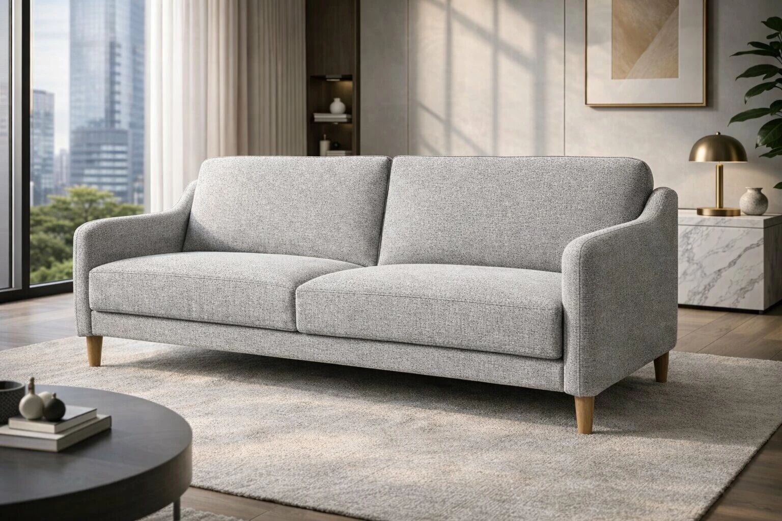 JULIE, canap&eacute; Clic-clac scandinave rev&ecirc;tement tissu ,JULIE -Clic Clac scandi- tissu BZ1166-22 Bleu acier 196*91/113*81cm