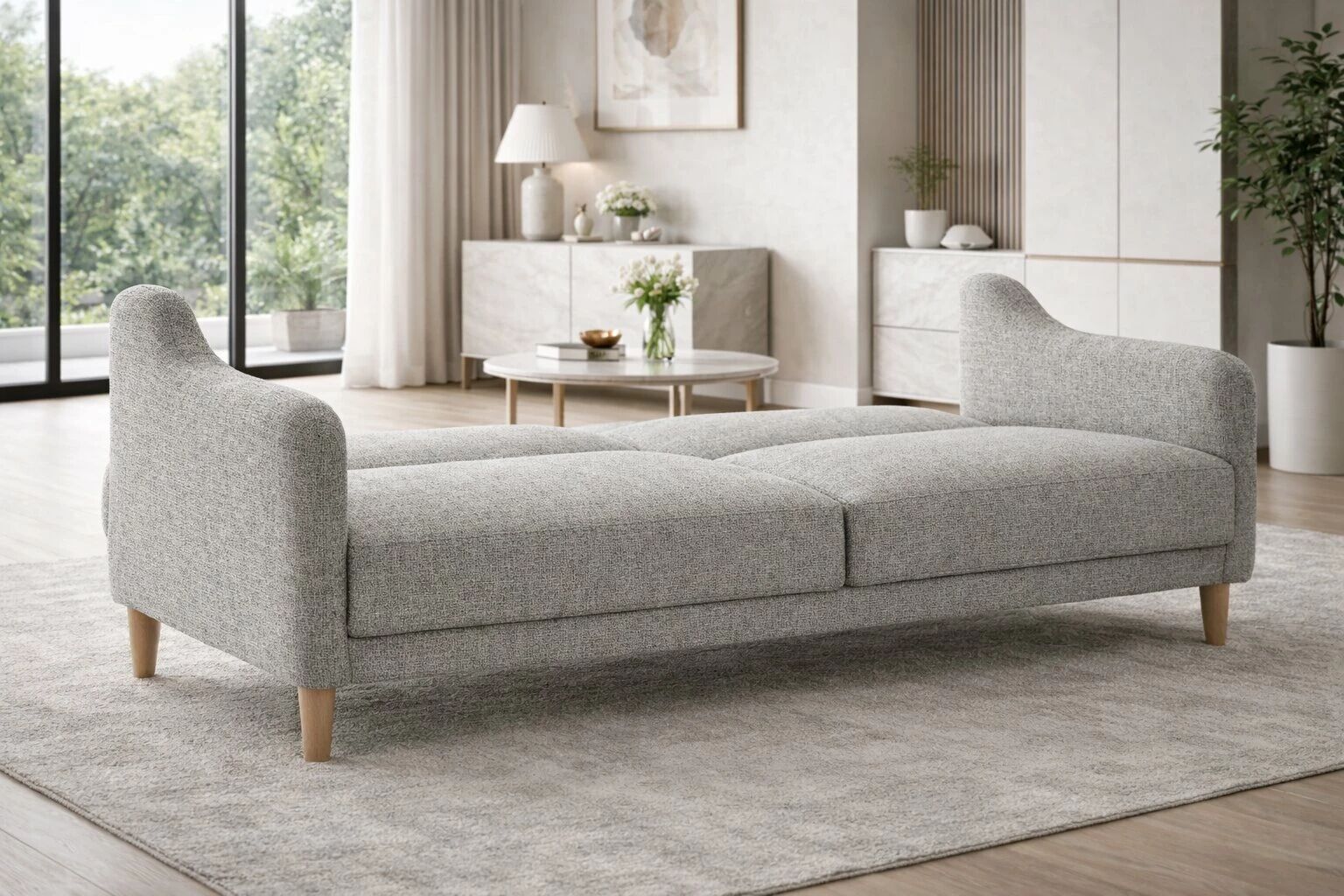 JULIE, canap&eacute; Clic-clac scandinave rev&ecirc;tement tissu ,JULIE -Clic Clac scandi- tissu BZ1166-22 Bleu acier 196*91/113*81cm