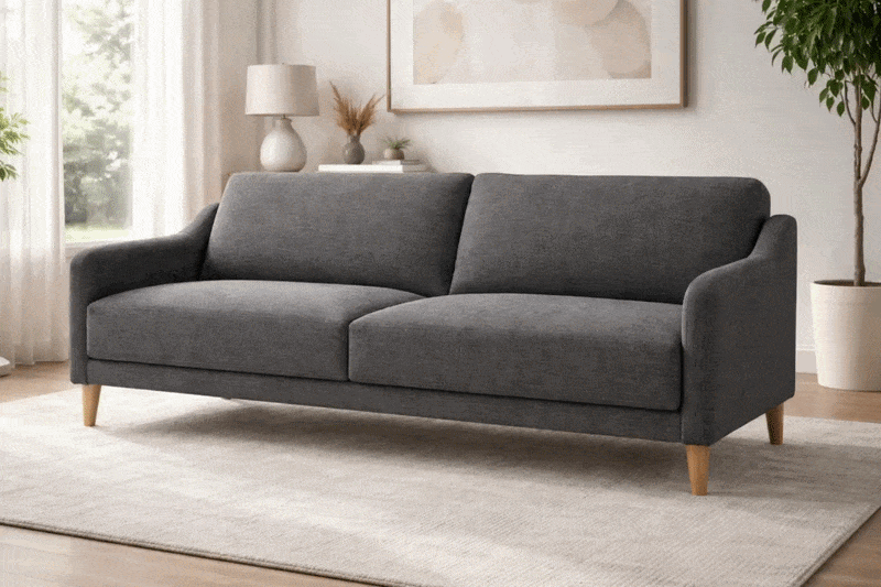 JULIE, canap&eacute; Clic-clac scandinave rev&ecirc;tement tissu. dim 196*91/113*81cm