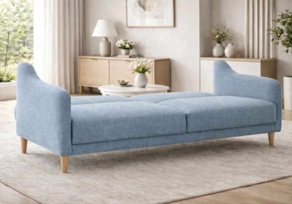 JULIE, canap&eacute; Clic-clac scandinave rev&ecirc;tement tissu. dim 196*91/113*81cm