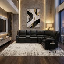 KANSAS, Canapé Relax electrique 5/6 places en simili renforcé