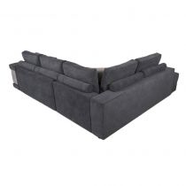 KARINA, Angle convertible gigogne 5 places inclus 2 poufs - Tissu gris