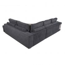 KARINA, Angle convertible gigogne 5 places inclus 2 poufs - Tissu gris