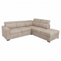 KERIEN, Grand canapé d\'angle (droite) convertible Gigogne en Tissu effet velours cotelé