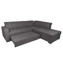KERIEN, Grand canapé d\'angle (droite) convertible Gigogne en velours
