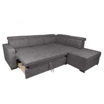KERIEN, Grand canapé d\'angle (droite) convertible Gigogne en velours
