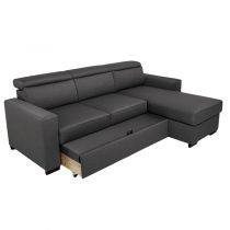 KEROS, convertible Gigogne avec méridienne coffre, revêtement Tissu Artemis ou Luna