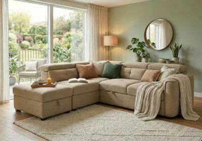 LAFI, Grand Angle convertible gigogne 2 places + angle + pouf coffre