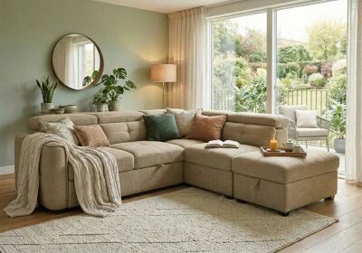 LAFI, Grand Angle convertible gigogne 2 places + angle + pouf coffre