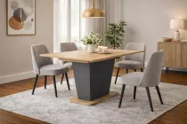 LALI 120cm extensible +40cm Table (Rivoli+pied Anthracite)