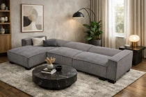 LEON, Canap&eacute; d\'angle convertible (m&eacute;canisme Clic Clac)  avec m&eacute;ridienne