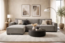 LEON, Canap&eacute; d\'angle convertible (m&eacute;canisme Clic Clac)  avec m&eacute;ridienne