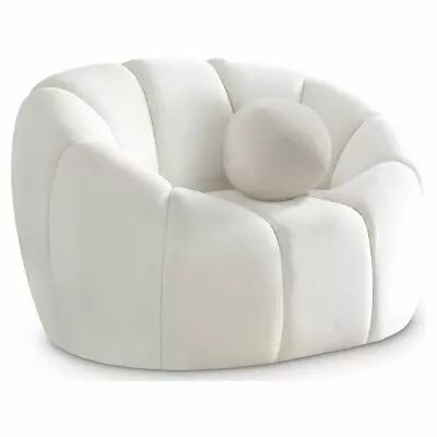 LILI, Canap� design 1 place en tissu boucl� blanc 