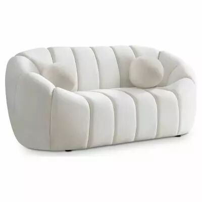 LILI, Canap� design 2 places en tissu boucl� blanc 