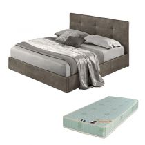 Lit coffre 6 POINTS existe en plusieurs tailels en tissu gris foncé, avec option matelas