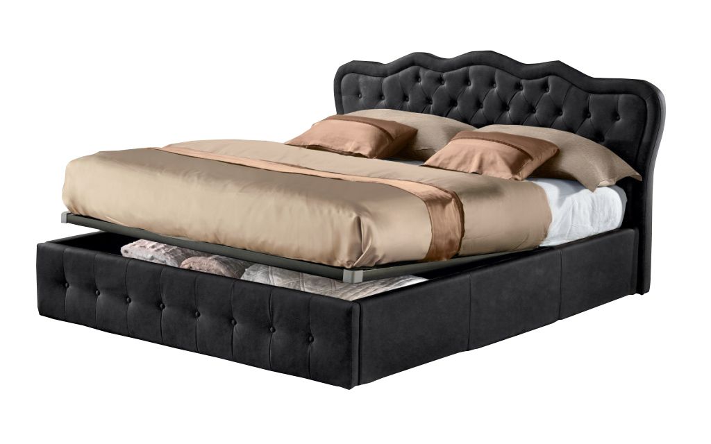 Lit Coffre Classical Existe En Plusieurs Tailles De Couchage 120 140x190cm 160 180x200cm En Tissu Gris