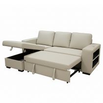 LUCENA, canamé d\'angle convertible gigogne Méridienne avec coffre en tissu GALARDO
