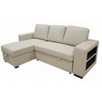 LUCENA, canamé d\'angle convertible gigogne Méridienne avec coffre en tissu GALARDO