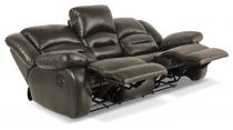 MARTIN, Canapé 3 places RELAX manuel en simili renforcé (leather gel) Gris