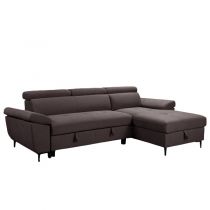 MARYSE, Canapé d\'angle droite convertible Gigogne en tissu tex