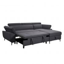 MARYSE, Canapé d\'angle droite convertible Gigogne en tissu velours