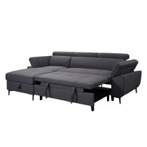 MARYSE, Canapé d\'angle gauche convertible Gigogne en tissu velours