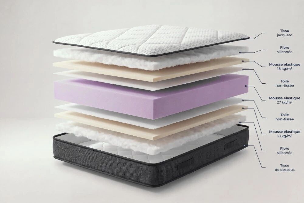 MATELAS FERME BELLA, matelas ferme en mousse densit&eacute; 28kg/m3, &eacute;paisseur 28cm (toutes dimensions)
