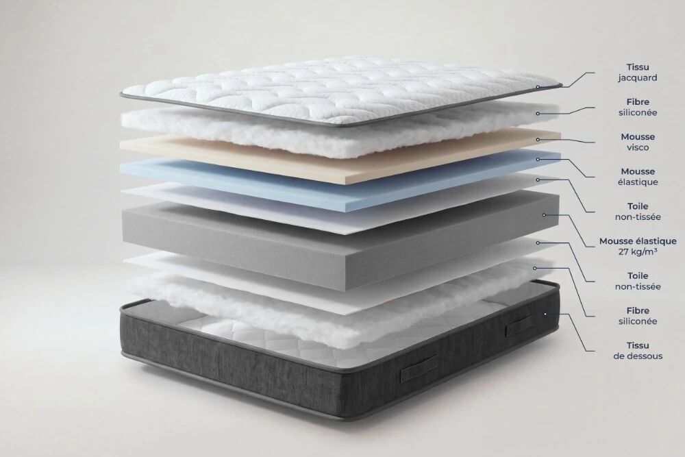 MATELAS PARADIS VISCO, matelas ferme &agrave; m&eacute;moire de forme, &eacute;paisseur 23cm (toutes dimensions)