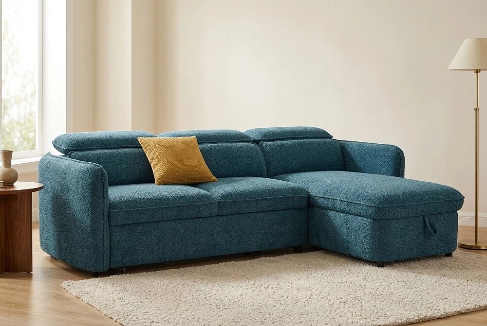 MELBOURNE � Canap&eacute; d\'angle convertible r&eacute;versible, gigogne + m&eacute;ridienne coffre