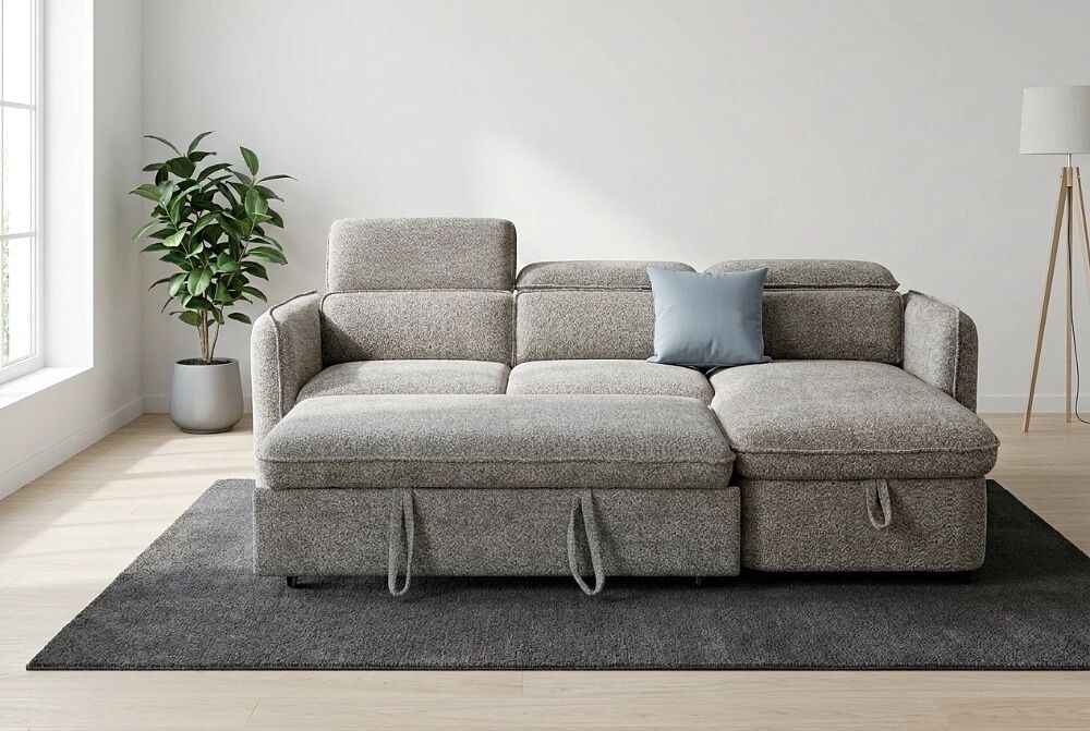 MELBOURNE � Canap&eacute; d\'angle convertible r&eacute;versible, gigogne + m&eacute;ridienne coffre