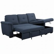 MERLOT,  convertible Gigogne avec méridienne coffre en tissu gris foncé