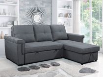 MERLOT converti gigogne meridienne coffre-tissu TISSU GRIS FONCE