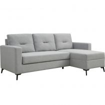 MIA, Canapé convertible Gigogne droit en tissu tweed gris argent