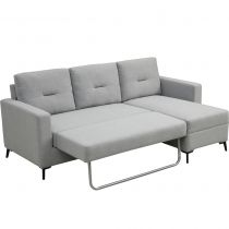 MIA, Canapé convertible Gigogne droit en tissu tweed gris argent