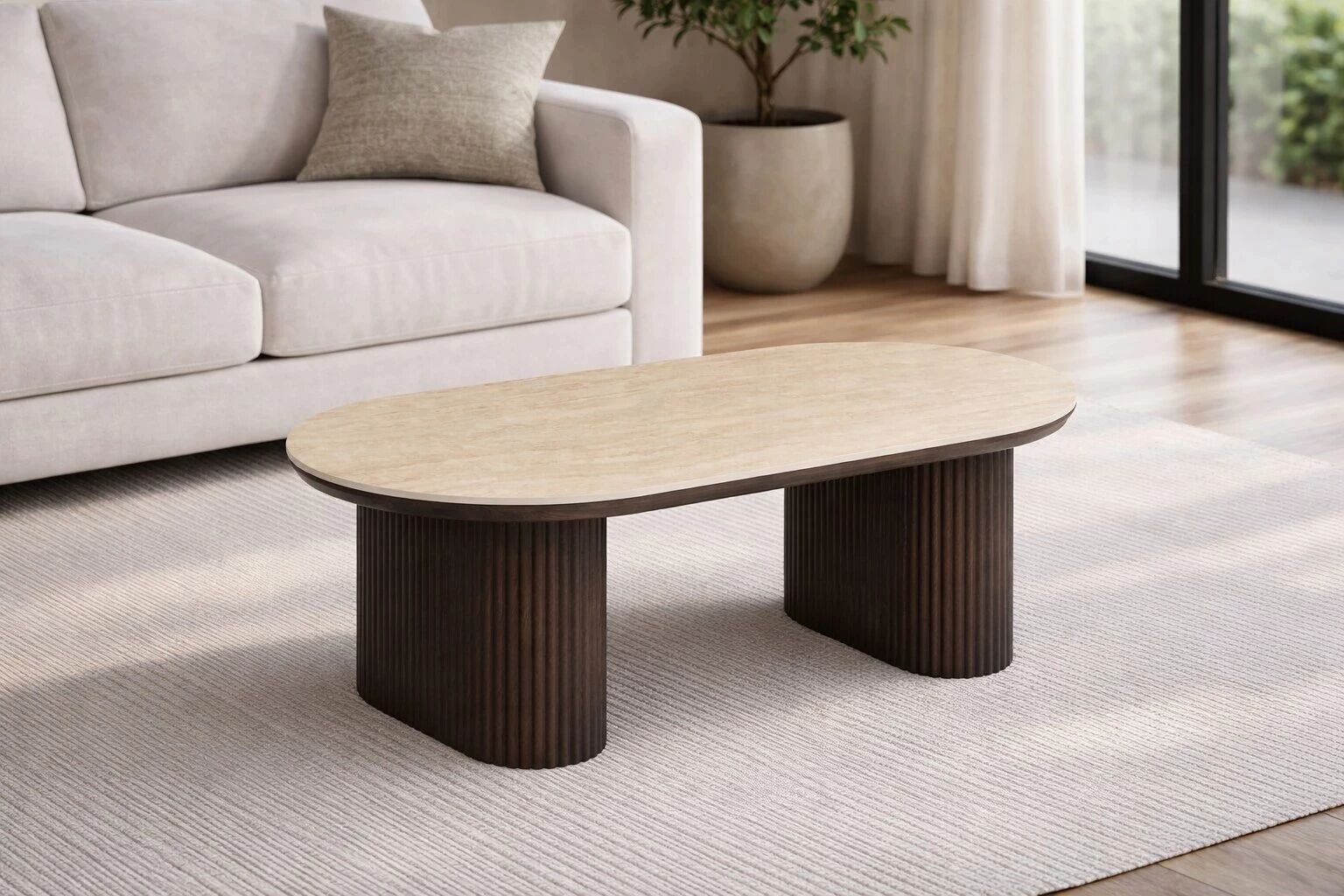 MIAMI - Lot de  2 Tables Basses Rondes Emboitables diam 90+68