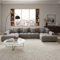 MONT BLANC, Canap&eacute; en U GRIS (JYMLK23S38-A20)-379*207*207cm (vendu sans le pouf)