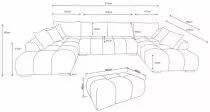 MONT BLANC(GRIS GRAPHITE)-U- GRIS (JYMLK23S38-A20)-379*207*207cm (vendu sans le pouf)
